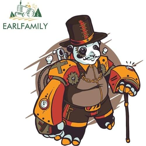 EARLFAMILY 13cm x 11.7cm For Steampunk Panda Decal Car Assessoires Stickers Waterproof Sunscreen Motorcycle Laptop Decoration
