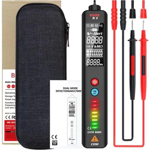 BSIDE X1 Voltage Detector Tester Smart Multimeter EBTN Display Non-contact Live Wire Test Pencil DC AC Voltmeter Ohm Hz Meter
