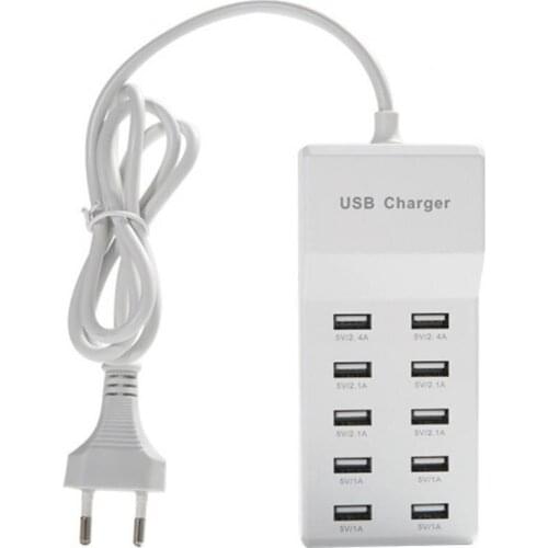 10 Ports USB Fast Charging Station Power Adapter Phone Tablet Camera Charger Hub Compatible With All 5V USB-powered Devices