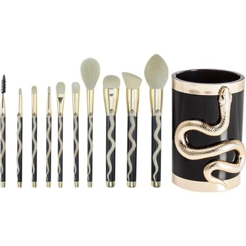 Luxury 10Pcs Gold Silver Makeup Brushes Set Case Professional Cosmetics Make Up Tool +Makeup Brush Bucket Holder Storage Box