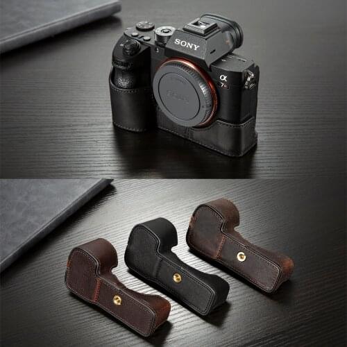 [VR] Genuine Leather Camera Case Bag For Sony A9 A7 III A7R-M3 A7 Mark III Handmade Camera Cover Half Body Handle