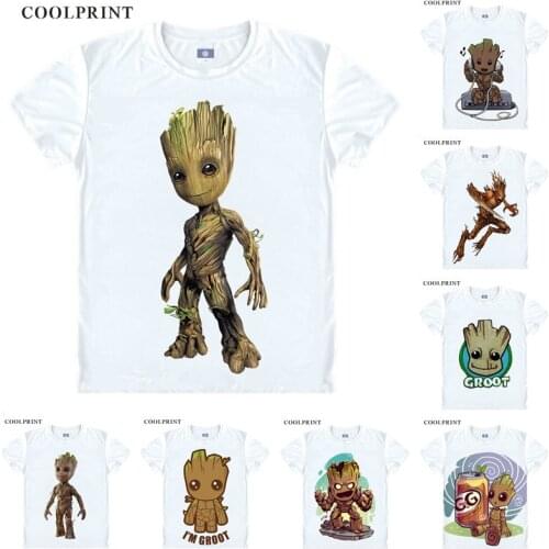 Tree Monster Superhero Groot Planet X I am Groot Baby Anime Cosplay Custom Shirt Tank Top Short Sleeves Vintage Printed Cute