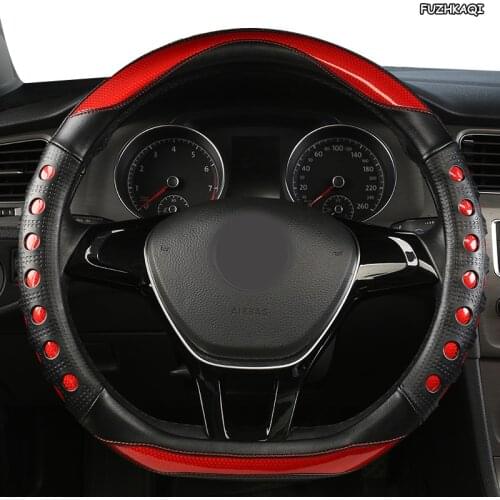 FUZHKAQI Microfiber Leather Car Steering Wheel Cover For Daihatsu Terios Sirion Mira Cuore YRV Ayla Sigra Xenia Luxio
