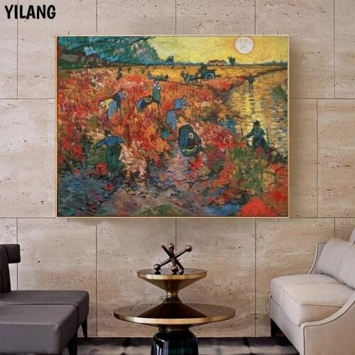 Van Gogh Famous Painting - Red Vineyards in Arles Oil Painting on Canvas Posters and Prints Wall Art Picture for Living Room