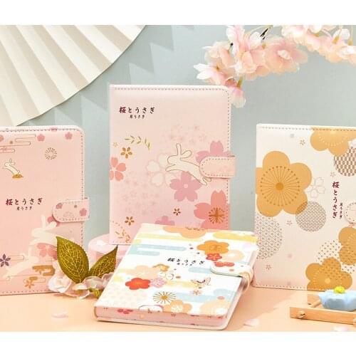 Kawaii Cherry Rabbit Notebook Cute Magnetic buckle Note Book Diary Planner Journal Notepad Stationery office School Supplies