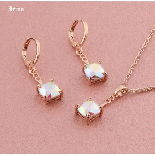 New Fashion Earrings Sets 585 Rose Gold Color Earrings Jewelry Set Earring/Pendant Jewelry Sets For Women Wedding Best Gift