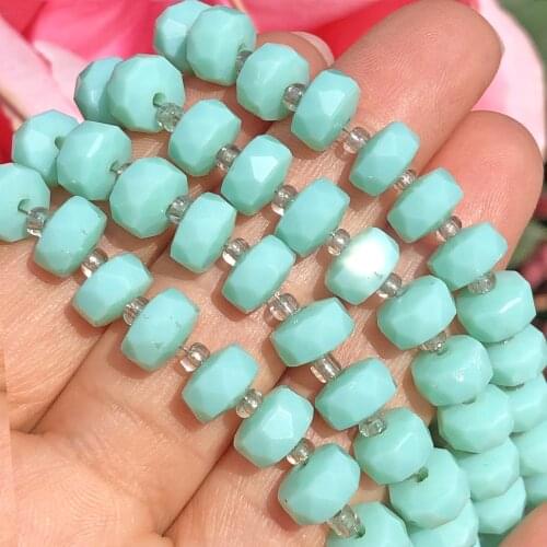 8mm Wheel Shape Mint Green Austrian Crystal Rondelle Beads Faceted Round Glass Loose Beads for Jewelry Making Diy Accessories