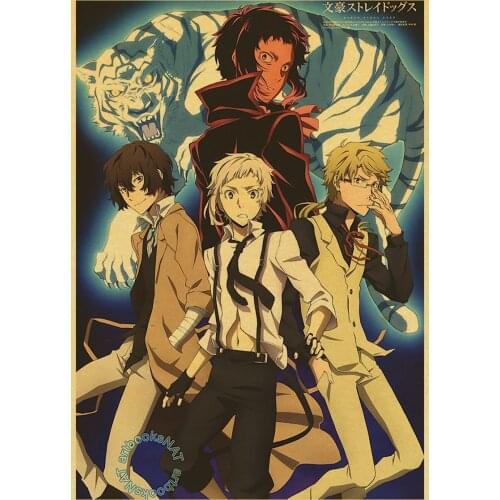 Buy three to send one Bungo Stray Dogs Japanese comics retro kraft poster drawing room childrens room decoration