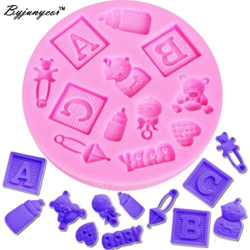 M016 Baby,ABC,BABY Pin Nipple UV Resin Silicone Mold Fondant Chocolate Candy Lollipop Crystal Epoxy Soft Clay Bake Tools