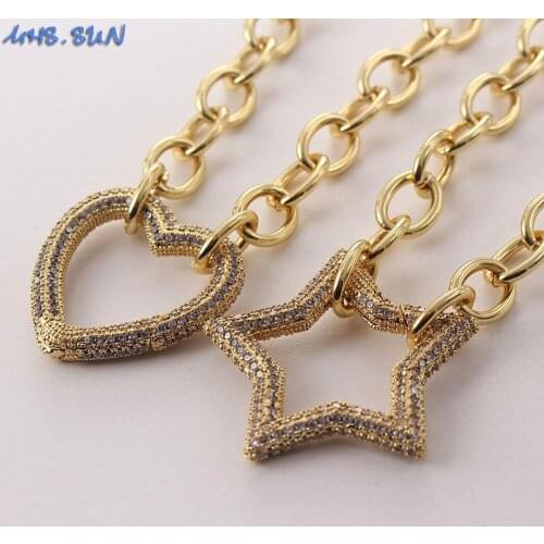 MHS.SUN Fashion Heart/Star/Cross/Clouds Pendant Necklace With Cubic Zircon Jewelry For Women Gift Chunky Chain Necklace 1PC