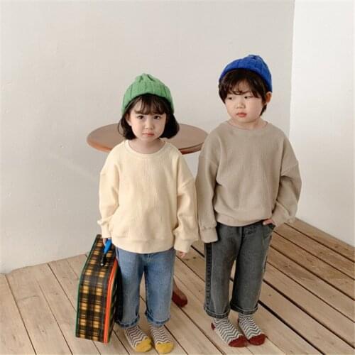 Cute Spring Autumn Tops Solid Round Neck Girls Sweatshirts Jacket Coat Kids Overcoat Outwear Teenager High Quality