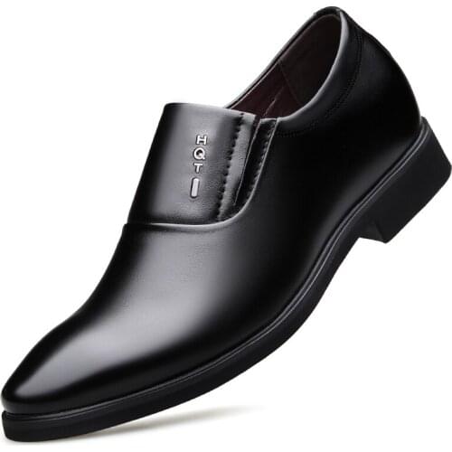 Jumpmore Casual British Spring Black Leather Shoes Summer 6 Cm Heighten Shoes Men Slip On Size 37-44