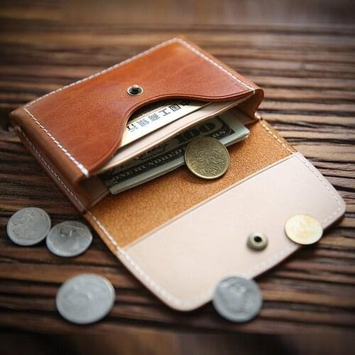 2020 Genuine Leather Card Holder For Men Male Vintage Handmade Short Small Credit Card Box ID Case Wallet Coin Purse Organizer