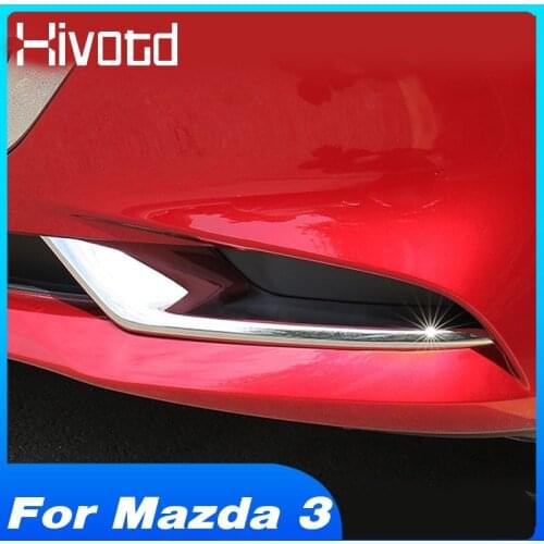 Hivotd For Mazda 3 Accessories 2020 2019 Front Rear Fog Light Trim Cover Eyebrow Lantern Decoration Frame Strip Modification