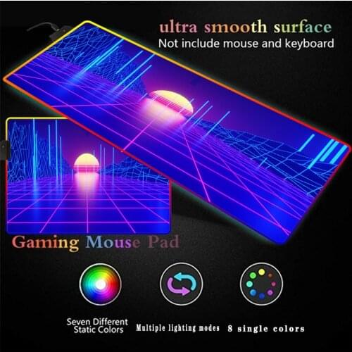 Neon Sunset Abstract Large LED RGB Gaming Glow Mouse Pad 2M USB Data Cable Mousepad Gamer Computer Keyboard Pad Mat for CSGO