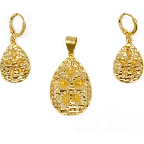 2018 New Ethiopia Jewelry Set Gold color Necklace/Earring/Pendant Ethiopia African Jewelry Sets For Women Gifts