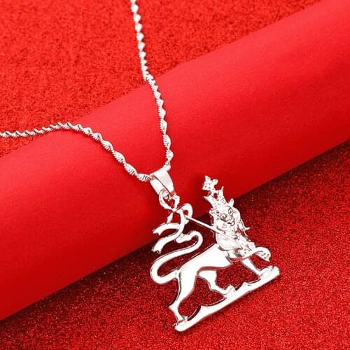 Ethiopia Lion Pendant Necklaces Chain Women Jewelry Africa Ethiopia Lion Necklace