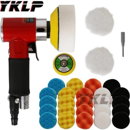 2 "3" Mini Air Sander Kit Buffer Eccentric Double Action Orbital Polishing Machine for Cars with Sponge Polishing Wheels