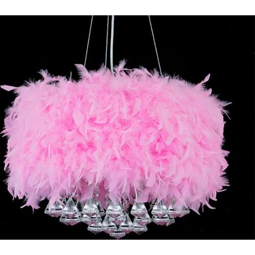 Simple indoor romantic wedding room childrens room study living room shop feather diamond crystal chandelier lamps