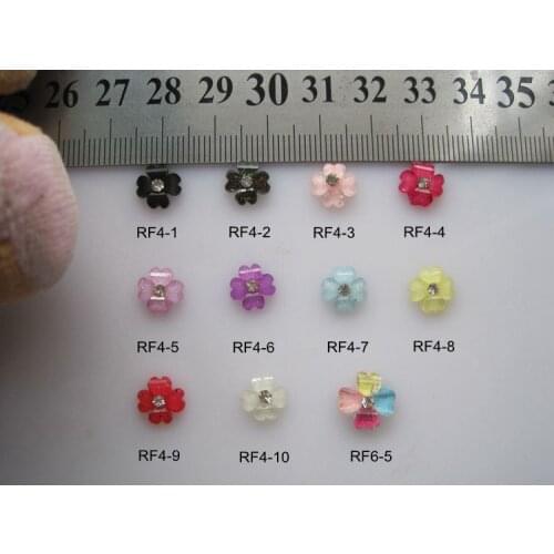 RF4/6 30pcs/bag Crystal Color Heart Petal Resin Flower with Rhinestone Nail Art Decoration Nail DIY Deco