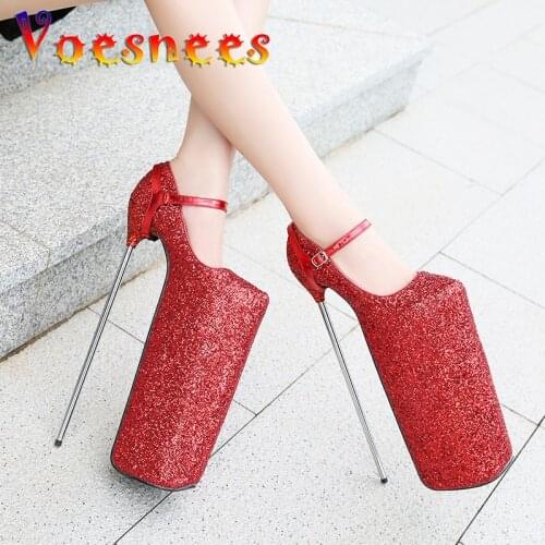 Voesnees Round Toe Sexy Women Pumps Fashion Super High Heel Large Size Shoes For Party Low Top Shallow Sexy Nightclub Women Shoe