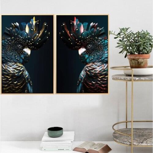 Black Cockatoo Modern Sofa Frameless Background Wall Decoration Painting Restaurant Bedroom Dining Room Painting Core Poster