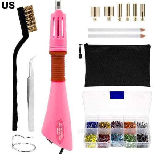 Rhinestone Hotfix Applicator EU/US Plug Fix Rhinestone Applicator Wand Setter Tool Kit For Clothes Garment Crystal Stone DIY Gun
