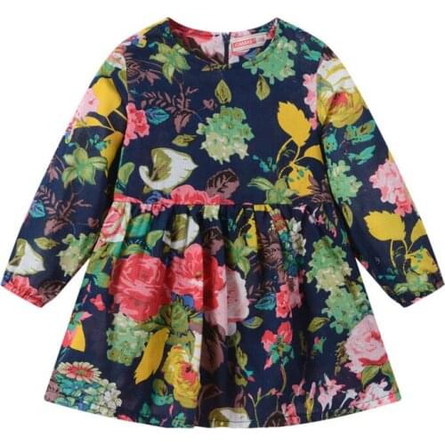 Spring Clothing Girls Dress Long Sleeve Cotton A Line Bohemian Print Dress Children Clothes Girl kids dresses for girls 20 Color
