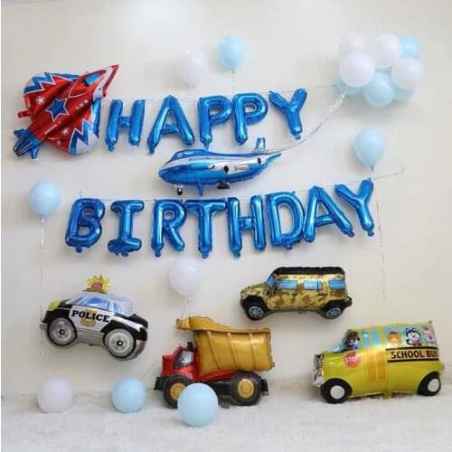 Cartoon Car Foil Balloon Birthday Party Decor Supplies kids toys air balloons transportation cartoon shape childrens birthday