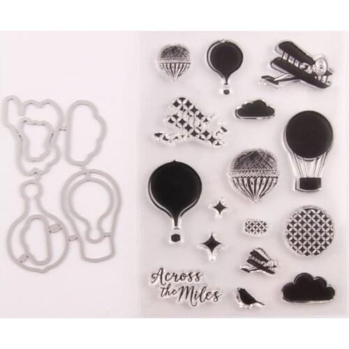 Reunion Airplane Hot Air Balloon Metal Cutting Dies and Stamps Scrapbook Craft Stencil DIY Album Paper Template Model Stamps