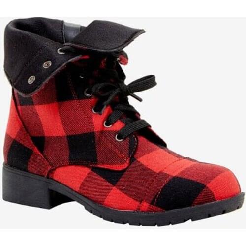 2021 New Women Ankle Boots Female Platform Keep Warm Canvas Shoes Ladies Lace Up Low Heels Fashion Slide Zip Outdoors Footwear