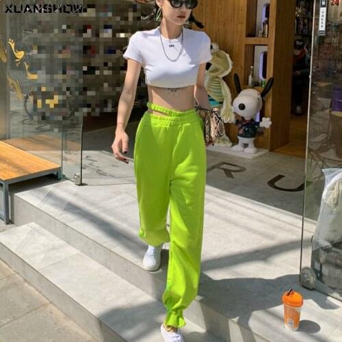 XUANSHOW Woman Pants Cotton Sweatpants Womens Fall/Winter Loose-fitting Zipper Sexy Casual Joggers Harem Pants Femme Pantalon