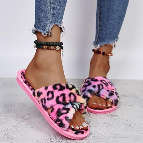 Womens Slippers 2021 Winter New Warm Fur Shoes Female Open Toe Home Fashion Slides Ladies Indoor Floor Slipper Zapatos De Mujer