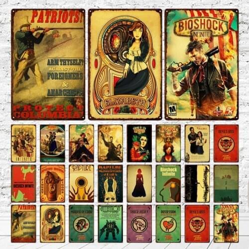 Shooting Game Bioshock Tin Sign Infinite High Quality Retro Meatl Plaques Vintage Wall Art Iron Painting for Home Bar Decoration