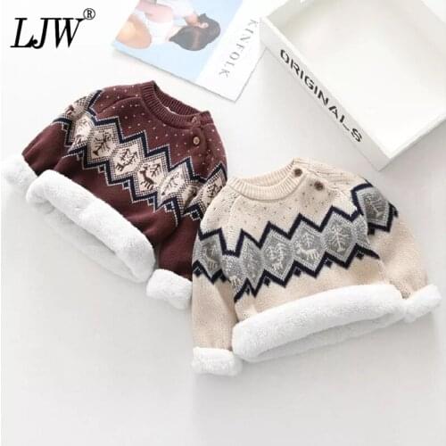 0-24M Newborn winter Fur Sweater Baby Boys sweater for plus thick knitted baby baby bottoming pullover cotton sweater