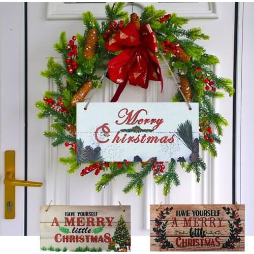 1pc Merry Christmas Wooden Board Plaques Wood Christmas Tree Door Hanging Ornament for Navidad New Year Home Decor Xmas Garland