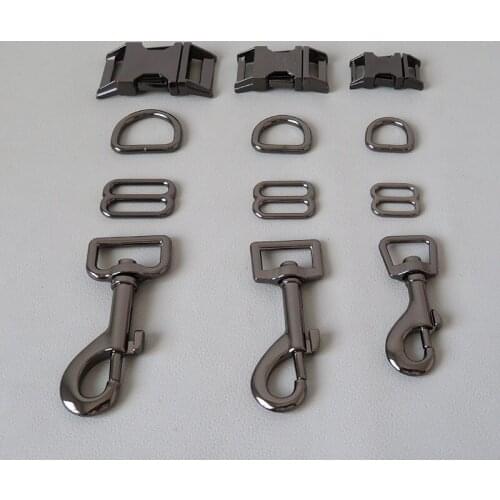10Sets/Lot Metal Hardware D Ring Release Belt Buckle Snap Hook Clasp Loop For Dog Collar Pacacord Leash Pet Leads Accessories