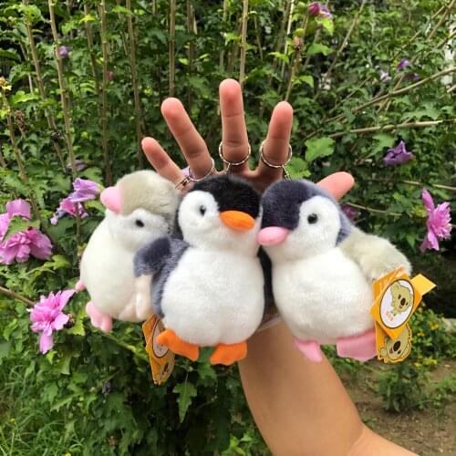 12cm Plush Voice penguin Keychains Ring Doll Key Cover Cap Pendant Pluff Infant Wind Chime Lovely Baby Pram Infant Soft Toys Kid