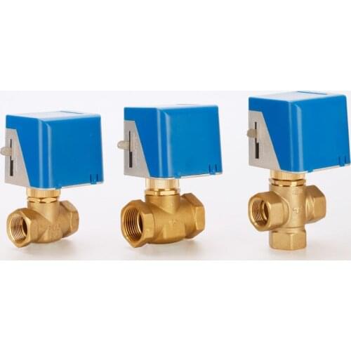 2 way 3 way Vertical type motor operation brass electric ball valve 16bar series 1/2" 3/4" 1" Fan coil valve AC220V