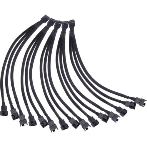4 pin PWM Fan Cable 1 to 3 ways 1/2/5pcs Splitter Black Sleeved 26cm Length Extension Cable Connector Wholesale Accessory
