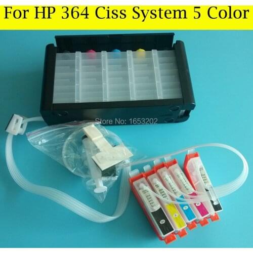 5 Color/Set New Empty Ciss System For HP 364 364XL HP364 CIss With Auto Reset Chip