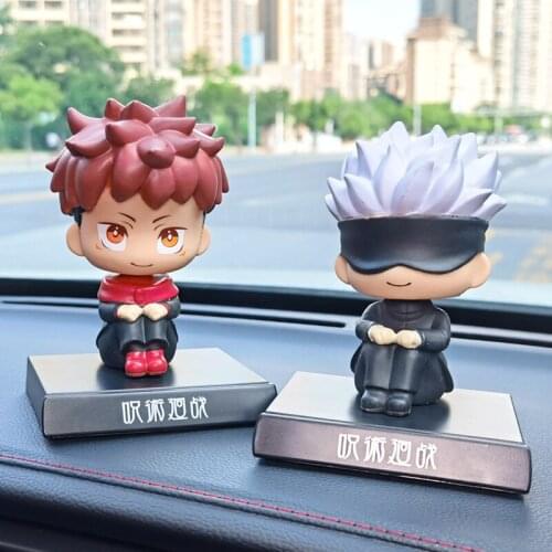 Anime Jujutsu Kaisen Gojo Satoru Itadori Yuji Shaking His Head Doll Car Desk Ornaments Car Accessories Anime Figure Model Toys
