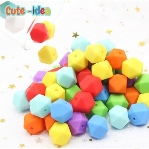 Cute-idea 17mm Hexagon Silicone Beads 20Pcs For DIY Baby Pacifier Chain BPA Free Food Grade Baby Teething Beads Baby Accessories