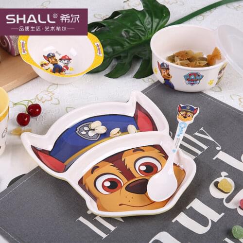 Paw patrol children cartoon plaid plate cute barking team Aqi every day creative household baby eating bowl children tableware