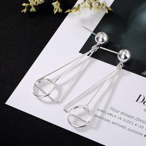 2018 Limited Pure Silver, Japan And South Korea Version Of Simple Geometric Fashion Personality Long Earrings Wholesale Agents