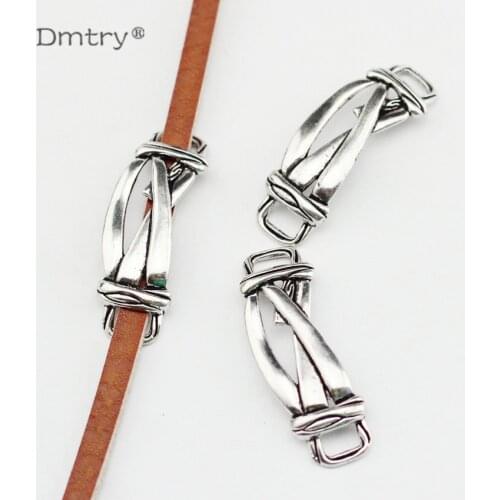 Dmtry 5pcs Ancient Silver Irregular Geometry Connector Use With 5mm Leather Rope For Making Jewelry BB0024
