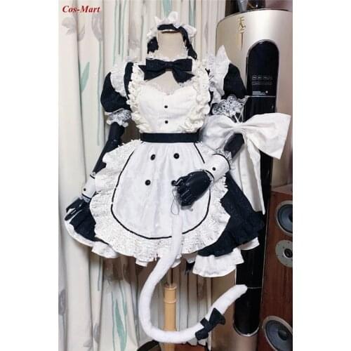Hot Game Destiny Child Satomi Cosplay Costume Fashion Cute Black White Maid Dress Activity Party Role Play Clothing Custom-Make