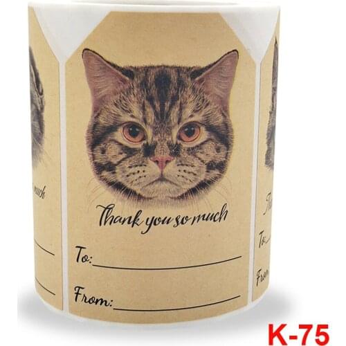 New rolled kraft paper thank you for sticker cute sticker gift bag wrapping paper decoration