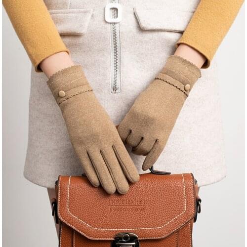 2021 Hot Sale Autumn And Winter Fleece Touch Screen Gloves Ladies Fashion Outdoor Warm New Wholesale