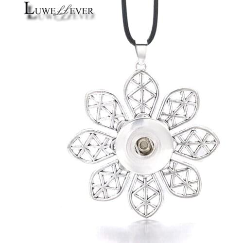Hot Interchangeable Flower Crystal Ginger Necklace 033 Fit 12mm 18mm Snap Button Pendant Necklace Charm Jewelry For Women Gift